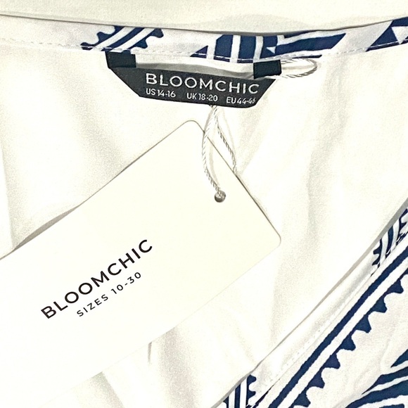 NEW WT - BloomChic Blue Multicolored Maxi Dress with Pockets Size 10 - Picture 4 of 12